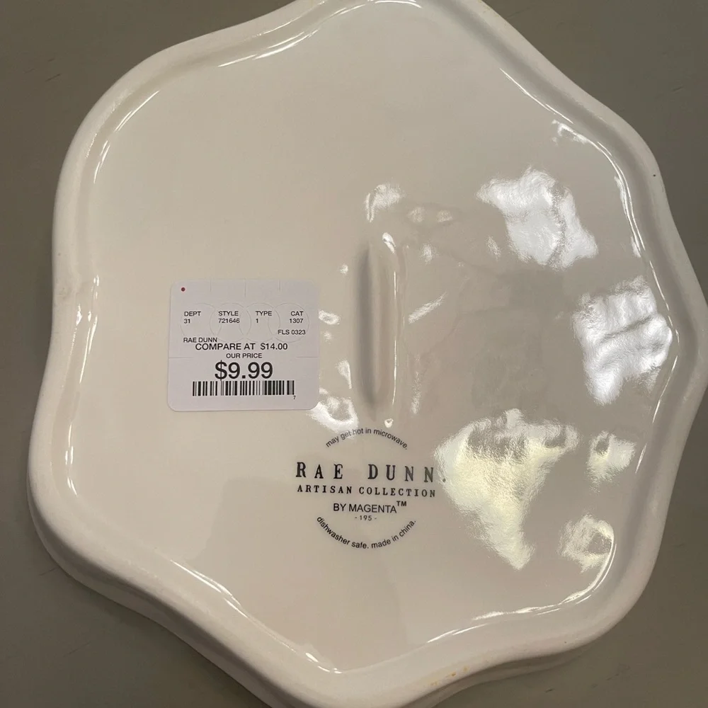 Rae Dunn White Ceramic 'EGGS' Plate with Yellow Accent